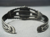 Early 1900's Vintage Native American Navajo Cerrillos Turquoise Sterling Silver Bracelet Old-Nativo Arts
