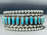 Tom Lowe Vintage Native American Navajo Teardrop Turquoise Sterling Silver Bracelet-Nativo Arts