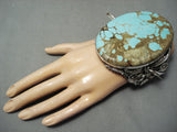 Native American One Of The Biggest Ever #8 Turquoise Hummingbvird Sterling Silver Bracelet-Nativo Arts