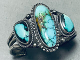 Important Rare Turquoise Vintage Native American Navajo Blue Wind Sterling Silver Bracelet-Nativo Arts