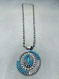 Unique Vintage Native American Needle Turquoise Shell Sterling Silver Necklace-Nativo Arts