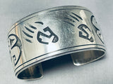 Signed Vintage Wide Native American Navajo Sterling Silver Paw Bracelet-Nativo Arts