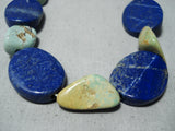 Tremendous Native American Navajo Royston Turquoise Lapis Sterling Silver Necklace-Nativo Arts