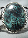 Signed Vintage Native American Navajo Variscite Sterling Silver Bracelet Old-Nativo Arts