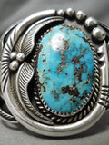 Museum Quality Vintage Native American Navajo Huge Bisbee Turquoise Sterling Silver Bracelet Old-Nativo Arts