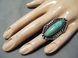 Incredible Vintage Native American Hopi Pilot Mountain Turquoise Sterling Silver Ring Old-Nativo Arts