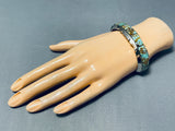 Native American Thick Very Rare #8 Turquoise Inlay Form Sterling Silver Bracelet-Nativo Arts