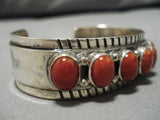 Incredible Vintage Navajo Domed Coral Sterling Silver Native American Bracelet-Nativo Arts