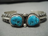 Intense Turquoise Vintage Native American Navajo Tahe Sterling Silver Bracelet Cuff-Nativo Arts