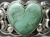 One Of Best Native American Navajo Royston Turquoise Heart Sterling Silver Bracelet-Nativo Arts