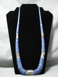 Best Vintage Native American Navajo Lapis Sterling Silver Heishi Necklace Old-Nativo Arts