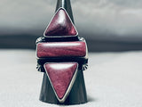 Striking Native American Navajo Purple Spiny Oyster Sterling Silver Ring Signed-Nativo Arts