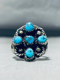 Brilliant Vintage Native American Navajo Morenci Turquoise Sterling Silver Ring-Nativo Arts