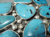Rich Jim Navajo Native American Old Kingman Turquoise Sterling Silver Buckle-Nativo Arts