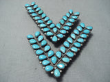 Fabulous Vintage Native American Navajo Sleeping Beauty Turquoise Sterling Silver Collar Pins-Nativo Arts