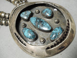 Last Chance Turquoise Vintage Native American Navajo Sterling Silver Squash Blossom Necklace-Nativo Arts