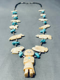 One Of The Most Intricately Hand Carved Vintage Native American Zuni Turquoise Necklace-Nativo Arts