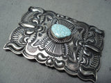 Newsworthy Vintage Native American Navajo #8 Turquoise Mine Sterling Silver Buckle Old-Nativo Arts