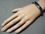 Important Vintage Native American Navajo Lapis Sterling Silver Bracelet Old-Nativo Arts