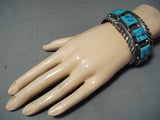Heavy Men's Vintage Native American Navajo Blue Turquoise Sterling Silver Bracelet-Nativo Arts