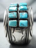Breathtaking Vintage Native American Navajo Kingman Turquoise Sterling Silver Bracelet-Nativo Arts