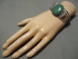 Early 1900's Vintage Native American Navajo Green Turquoise Sterling Silver Bracelet Old-Nativo Arts