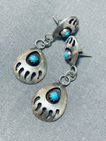 Wonderful Vintage Native American Navajo Sleeping Beauty Turquoise Sterling Silver Earrings-Nativo Arts