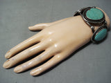 Huge Heavy Vintage Native American Navajo Royston Turquoise Sterling Silver Bracelet-Nativo Arts