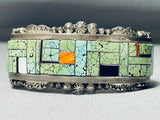 Heavy Intircate Vintage Native American Navajo Green Spiderwb Turquoise Sterling Silver Bracelet-Nativo Arts