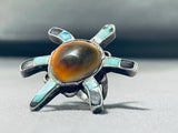 Rare Authentic Vintage Native American Navajo Turtle Turquoise Sterling Silver Ring-Nativo Arts