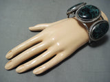 Signed Vintage Native American Navajo Variscite Sterling Silver Bracelet Old-Nativo Arts