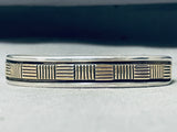 Bruce Morgan Vintage Native American Navajo Sterling Silver 14k Gold Bracelet-Nativo Arts