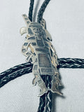 Important Vintage Native American Hopi Hand Carved Sterling Silver Kachina Bolo Tie-Nativo Arts