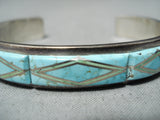 Intricate!! Vintage Native American Navajo Lone Mountain Turquoise Sterling Silver Bracelet-Nativo Arts
