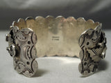 One Of The Best Vintage Native American Navajo Turquoise Sterling Silver Flower Bracelet Old-Nativo Arts