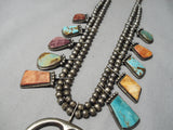 Superior Vintage Native American Navajo Turquoise Sterling Silver Squash Blossom Necklace-Nativo Arts