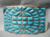 One Of The Best Vintage Native American Navajo Blue Diamond Turquoise Sterling Silver Bracelet-Nativo Arts