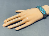 One Of The Best Important Dishta Turquoise Vintage Native American Zuni Sterling Silver Bracelet-Nativo Arts