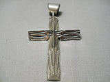 Native American Quality Vintage Navajo Hand Tooled Sterling Silver Cross Pendant-Nativo Arts