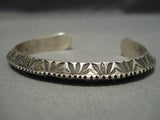 Incredible Vintage Native American Navajo Detailed Sterling Silver Hand Tooled Bracelet-Nativo Arts