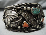 Important Al Chee Vintage Native American Navajo Eagle Turquoise Sterling Silver Bracelet-Nativo Arts