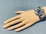 One Of The Best Vintage Native American Navajo Petrified Wood Sterling Silver Bracelet-Nativo Arts