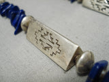 Superior Vintage Native American Navajo Sterling Silver Tubule Lapis Necklace Old-Nativo Arts
