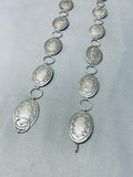 Remarkable Vintage Native American Navajo Handcarved Sterling Silver Concho Belt-Nativo Arts