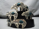 Museum Vintage Native American Navajo Emmer Kinzel Turquoise Sterling Silver Bear Concho Belt-Nativo Arts