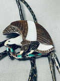 Eagle Eats Snake Vintage Zuni Turquoise Sterling Silver inlay Bolo Tie-Nativo Arts