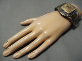 Fabulous Vintage Native American Navajo Wood Square Jasper Sterling Silver Bracelet Cuff-Nativo Arts