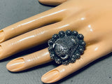 Outstanding Big Detailed Native American Navajo Sterling Silver Buffalo Ring-Nativo Arts