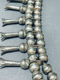 All Silver Vintage Native American Navajo Sterling Squash Blossom Necklace-Nativo Arts