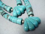 Native American Traditional Vintage Santo Domingo Royston Turquoise Sterling Silver Necklace Old-Nativo Arts
